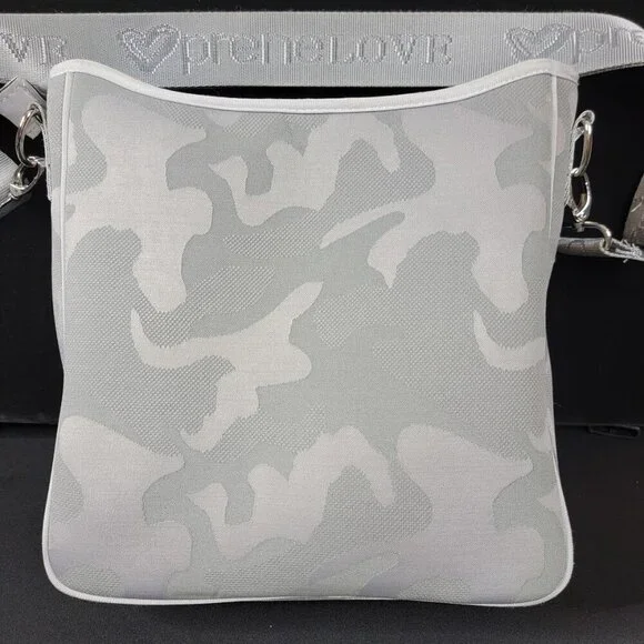PreneLOVE Grey Camo Neoprene Crossbody Bag – Yellow Lining, Adjustable Strap - Picture 6 of 13